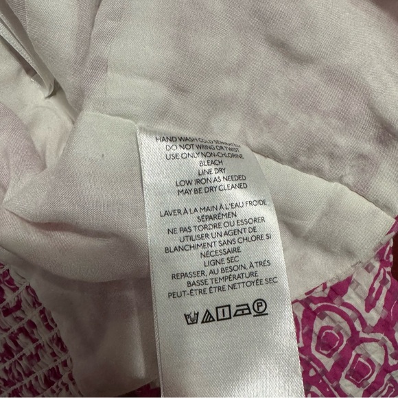 Anthropologie Maeve pink white mushroom top blouse large - Picture 7 of 7